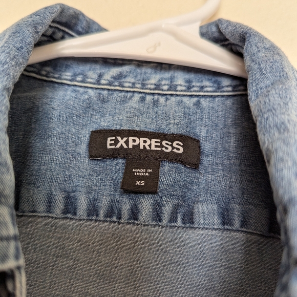 Express Mens XS Short sleeve Denim Button Up - Picture 2 of 8
